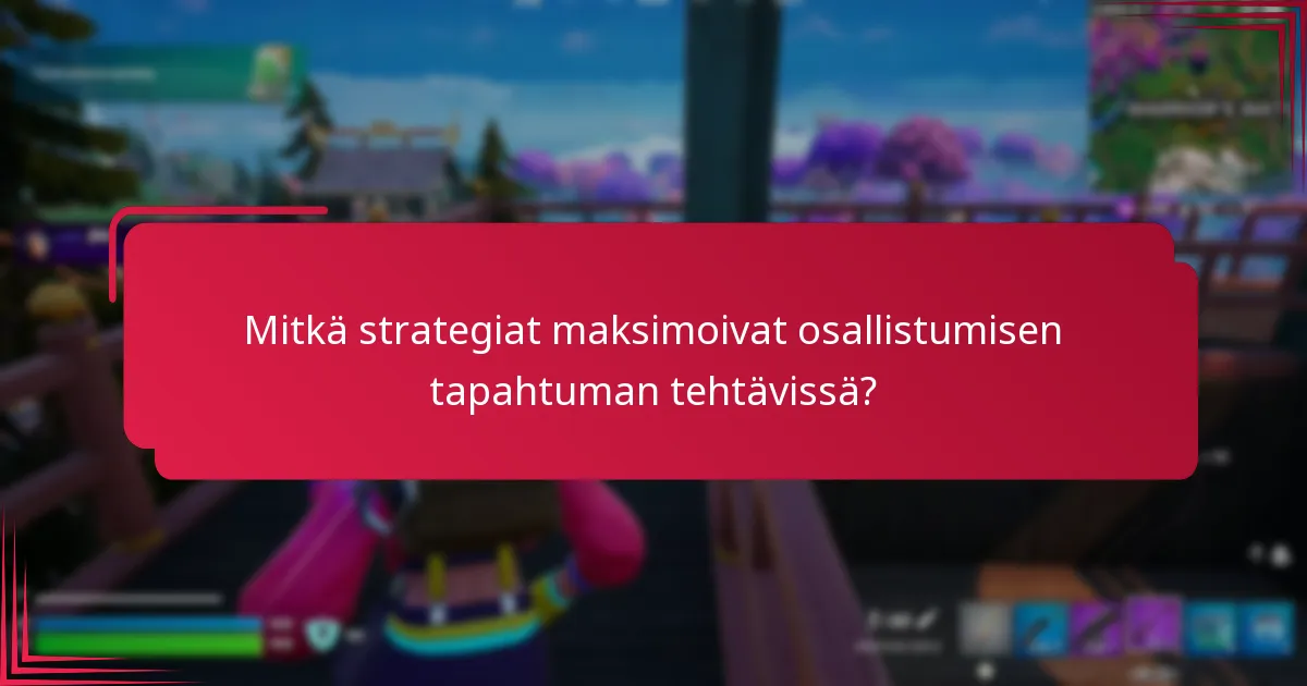 Mitkä strategiat maksimoivat osallistumisen tapahtuman tehtävissä?
